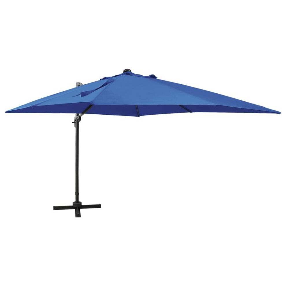 vidaXL Cantilever Umbrella with Pole and LED Lights Azure Blue 300 cm Sunshade