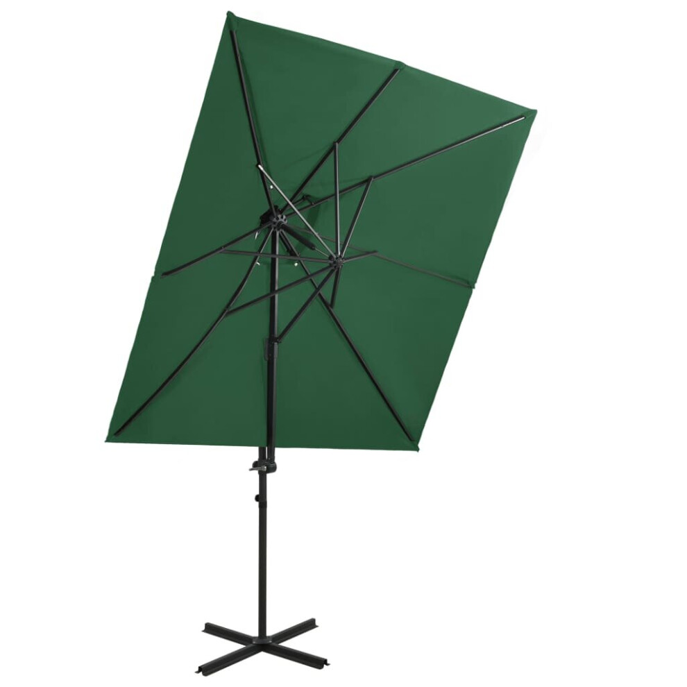 vidaXL Cantilever Garden Parasol with Double Top Canopy Outdoor Umbrella Green