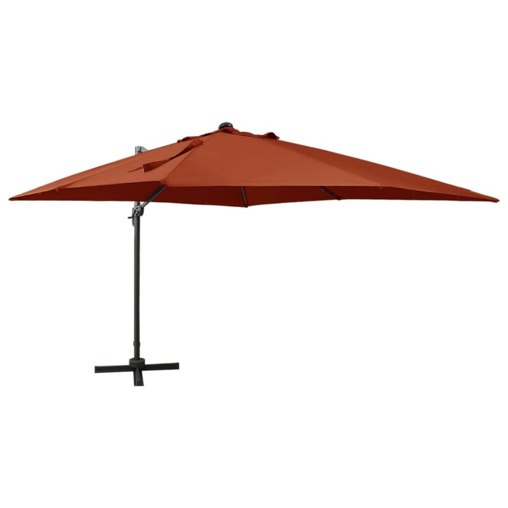 vidaXL Cantilever Garden Parasol with Pole and LED Lights Umbrella Terracotta