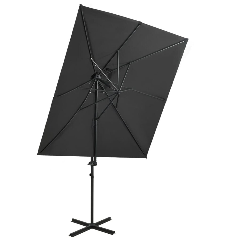 vidaXL Cantilever Garden Parasol with Double Top Outdoor Umbrella Anthracite