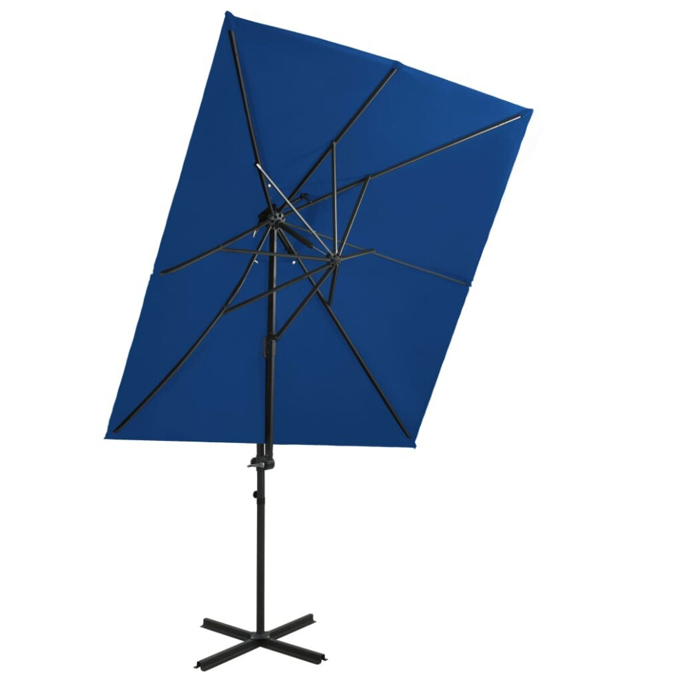 Vidaxl Cantilever Garden Parasol With Double Top Outdoor Umbrella Azure Blue
