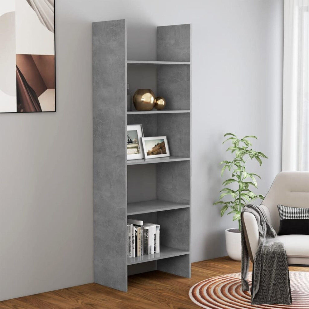 vidaXL Book Cabinet Concrete Grey Chipboard Bookcase Standing Shelf Storage