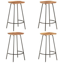 vidaXL 4x Solid Acacia Wood Bar Stools Home Furniture Counter Pub Bistro Chair