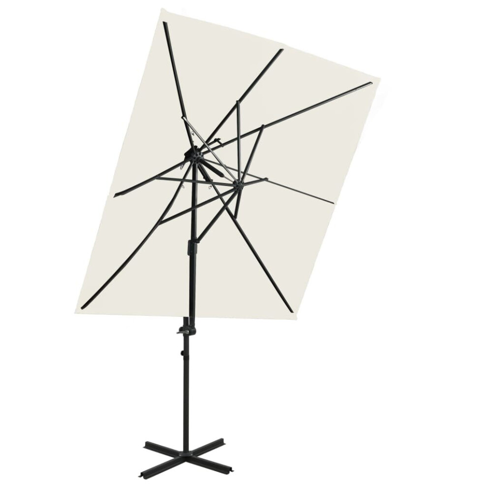 vidaXL Cantilever Garden Parasol with Double Top Canopy Outdoor Umbrella Sand