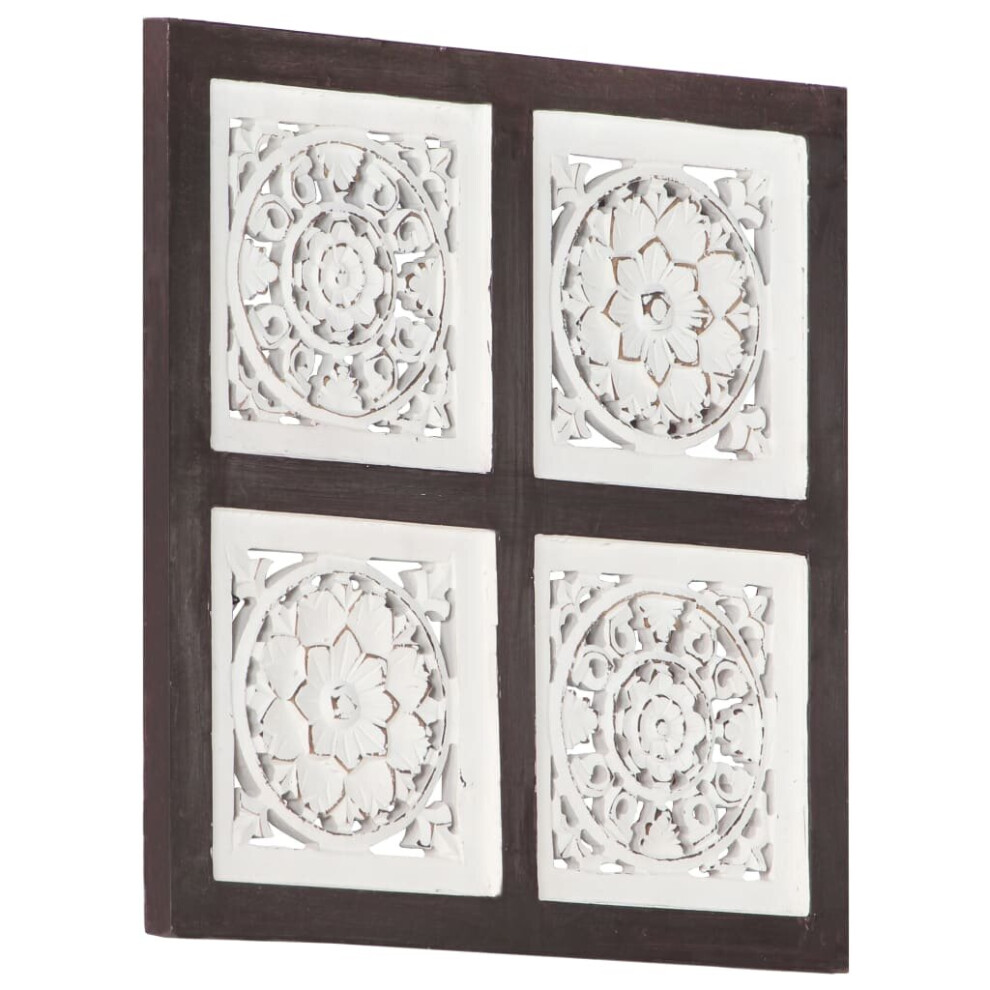 vidaXL Hand-Carved Wall Panel MDF 40x40x1.5 cm Brown and White Decoration