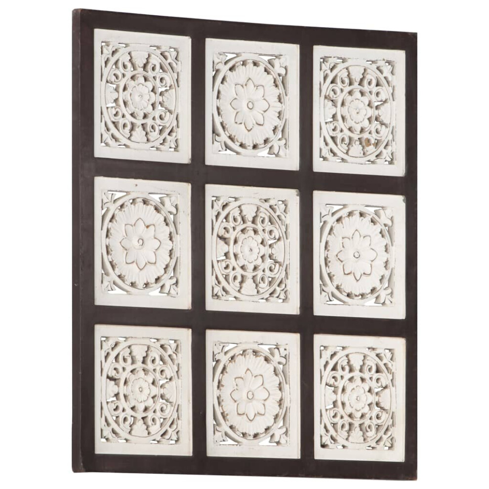 vidaXL Hand-Carved Wall Panel MDF 60x60x1.5 cm Brown and White Decoration