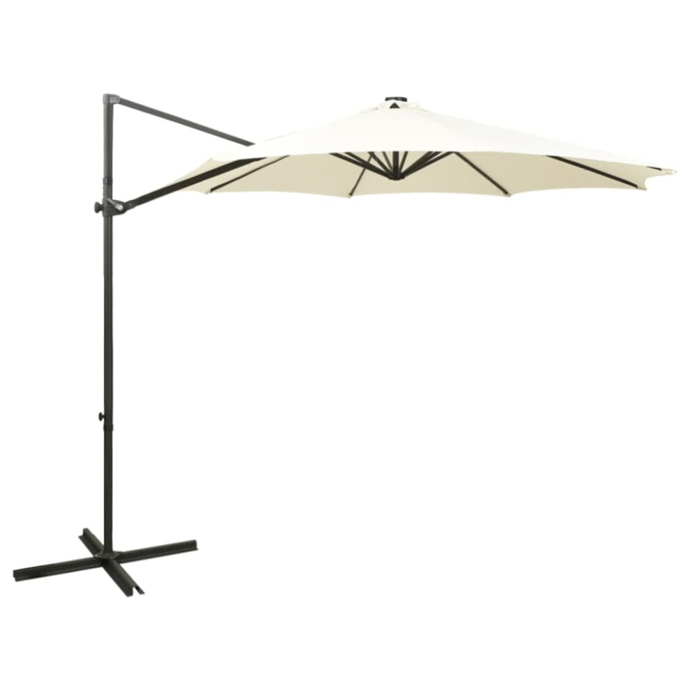 vidaXL Cantilever Umbrella with Pole and LED Lights Sand 300 cm Parasol Canopy