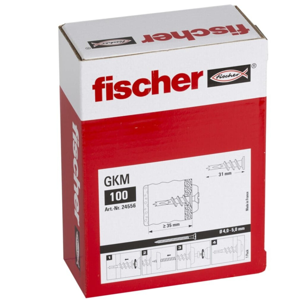 Fischer Plasterboard Metal Fixing Set 100 Pieces Hardware Drywall Anchors