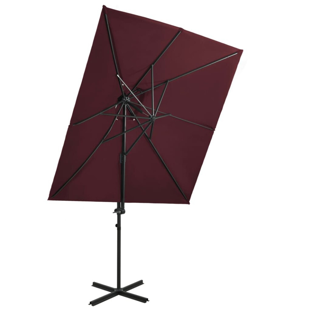 vidaXL Cantilever Garden Parasol with Double Top Outdoor Umbrella Bordeaux Red