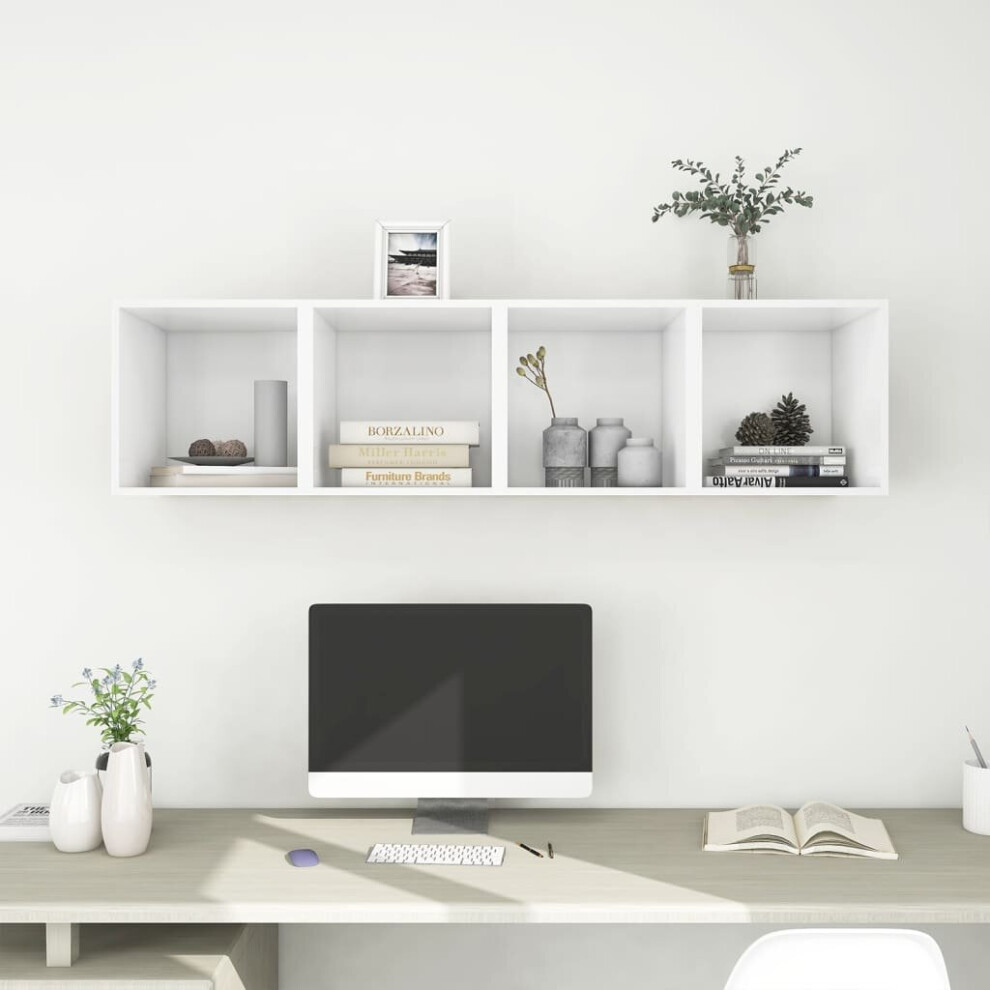 Vidaxl 4X Wall Cabinets White Engineered Wood Hanging Floating Cabinet Shelf