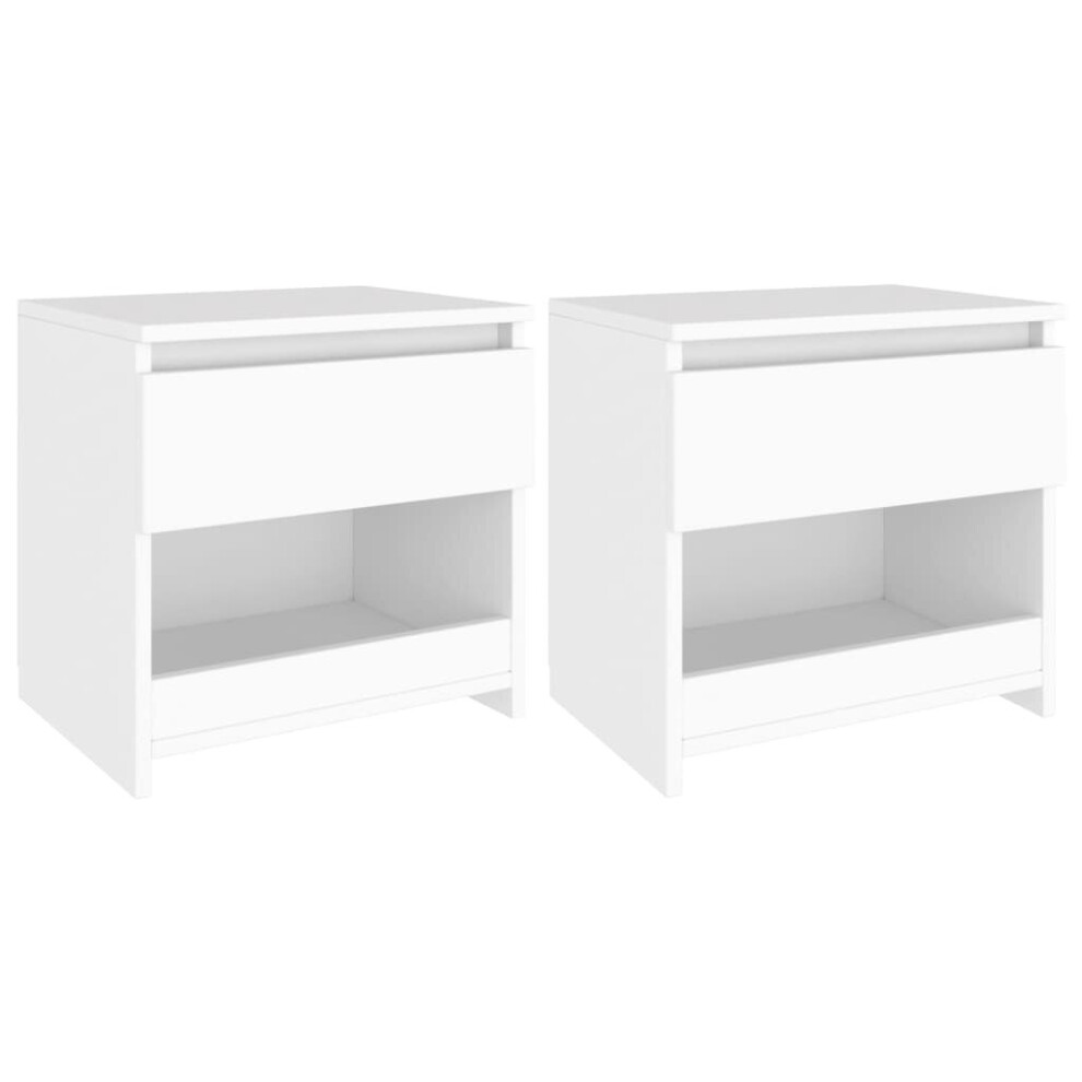 Vidaxl 2X Bedside Cabinets White Engineered Wood Nightstand Drawers Tables