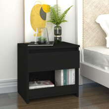 vidaXL Bedside Cabinet Black Engineered Wood Nightstand Bed Drawer Cabinet