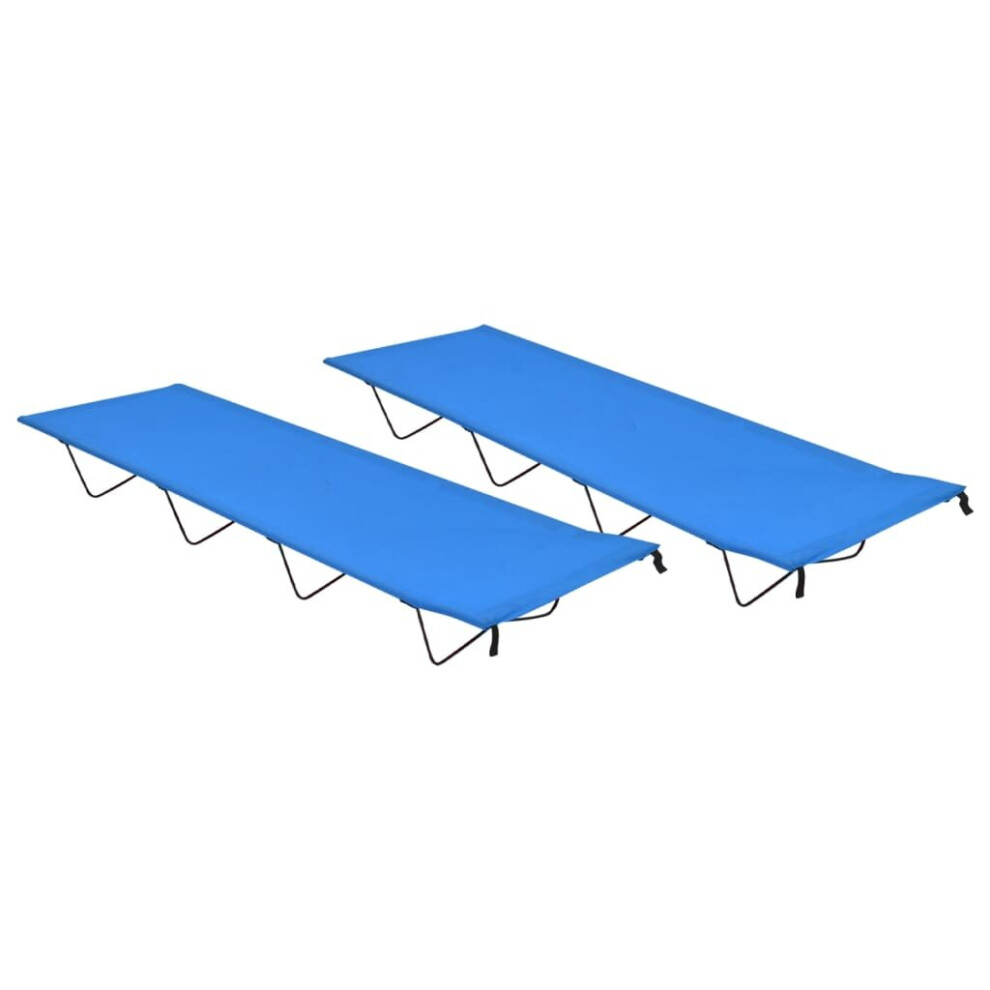 vidaXL 2 pcs Camping Beds 180x60x19 cm Oxford Fabric and Steel Blue Lounger