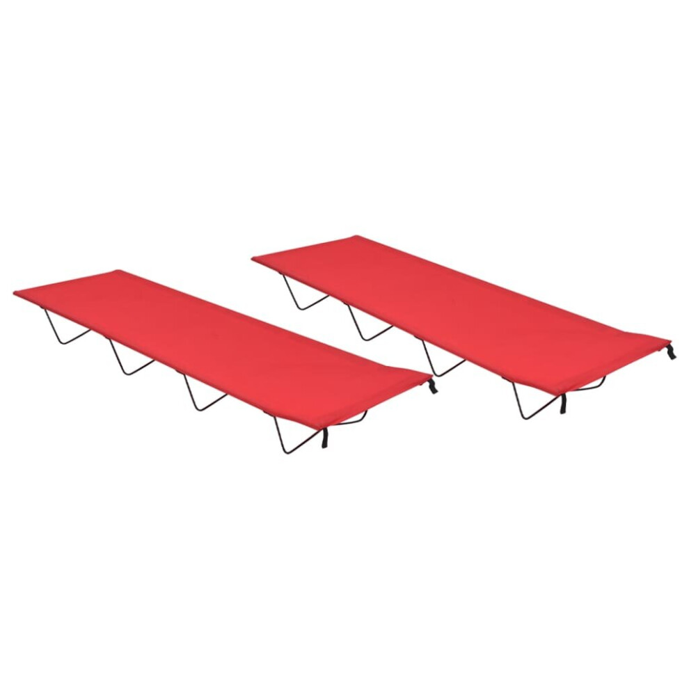 vidaXL 2 pcs Camping Beds 180x60x19 cm Oxford Fabric and Steel Red Lounger