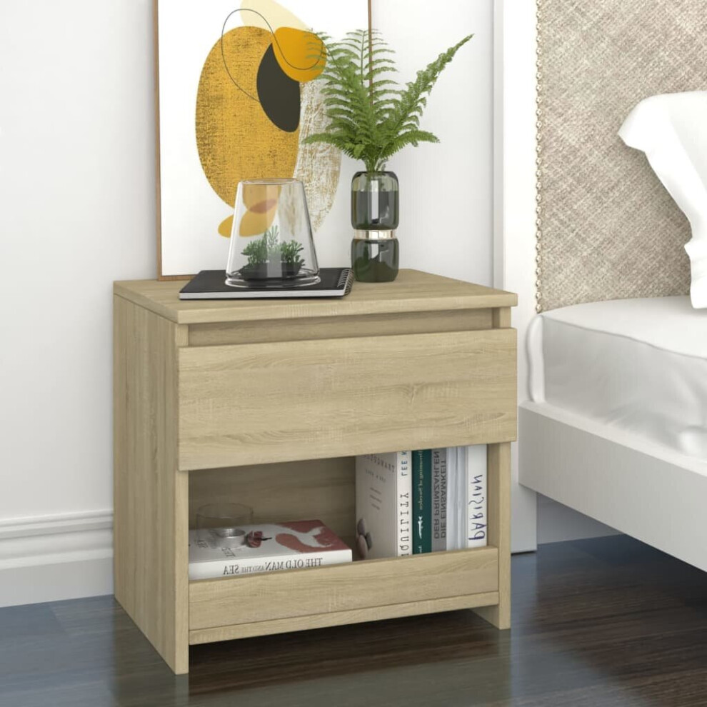 Vidaxl Bedside Cabinet Sonoma Oak Engineered Wood Nightstand Drawer Cabinet
