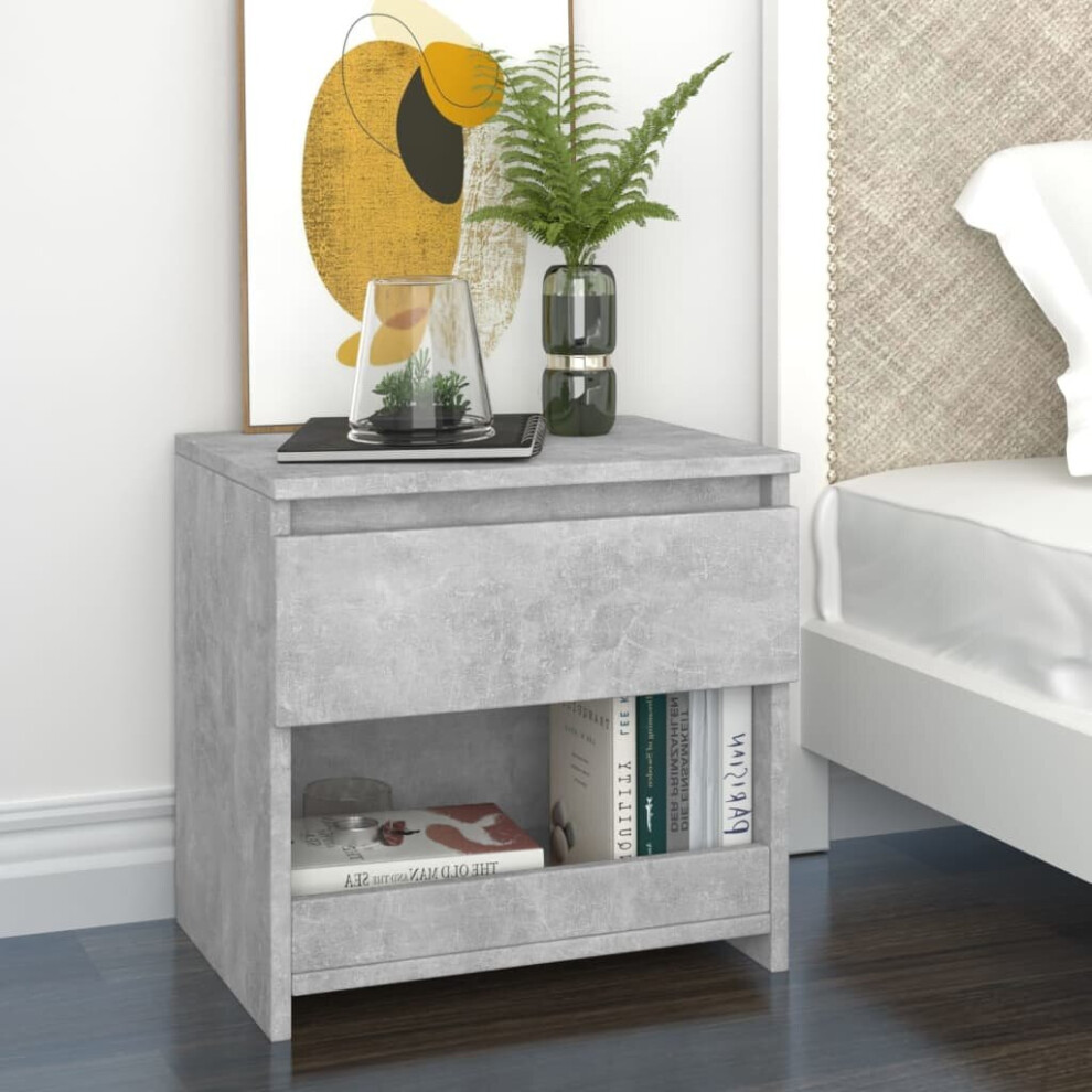 vidaXL Bedside Cabinet Concrete Grey Chipboard Nightstand Bed Drawer Cabinet