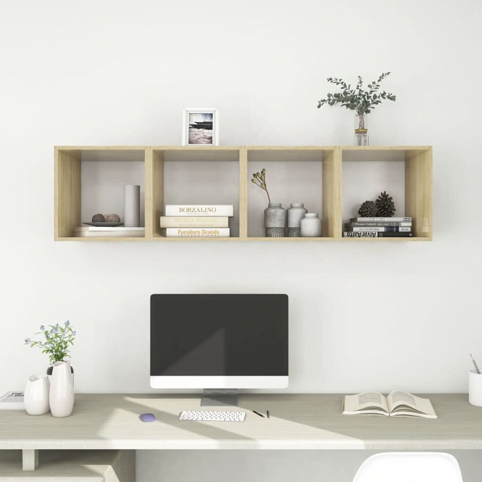 vidaXL 4X Wall Cabinets White and Sonoma Oak Engineered Wood Space Cabinet