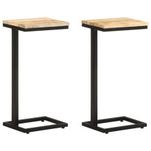 vidaXL 2x Rough Mango Wood Side Tables Interior Accent Wooden Desk Furniture