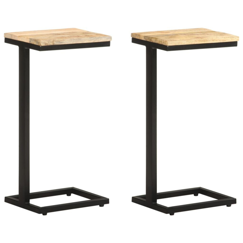 Vidaxl 2X Rough Mango Wood Side Tables Interior Accent Wooden Desk Furniture