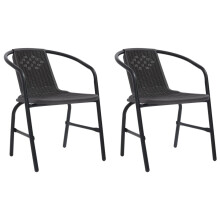 vidaXL 2x Garden Chairs Plastic Rattan and Steel 110 kg Outdoor Armchair