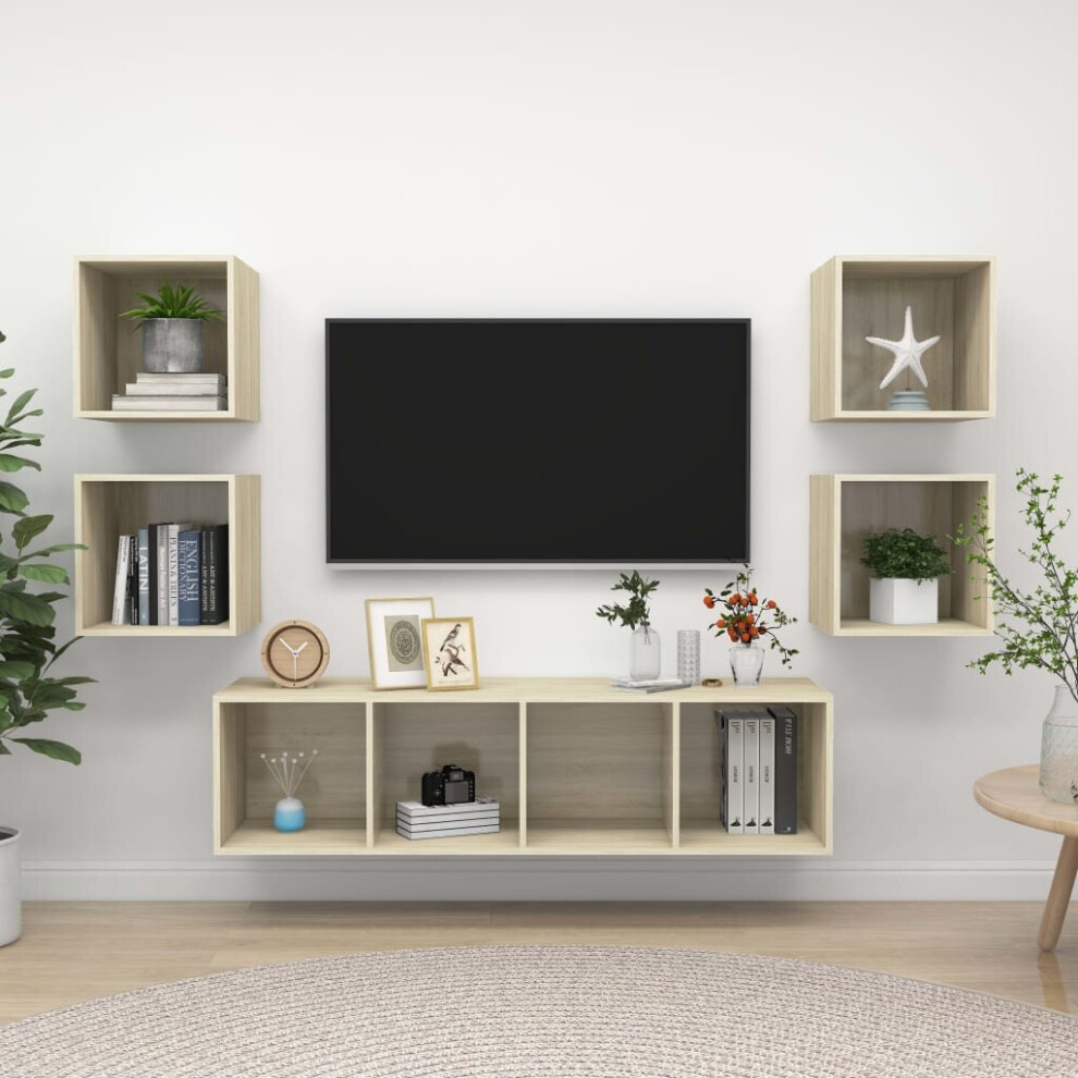 Vidaxl Tv Cabinet Set 5 Piece Sonoma Oak Engineered Wood Tv Unit Hifi Cabinet