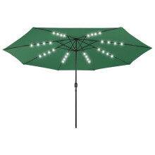 vidaXL Sonnenschirm mit LED-Beleuchtung 400 cm Grün