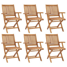 vidaXL 6x Solid Teak Wood Folding Garden Chairs Furniture Outdoor Seating