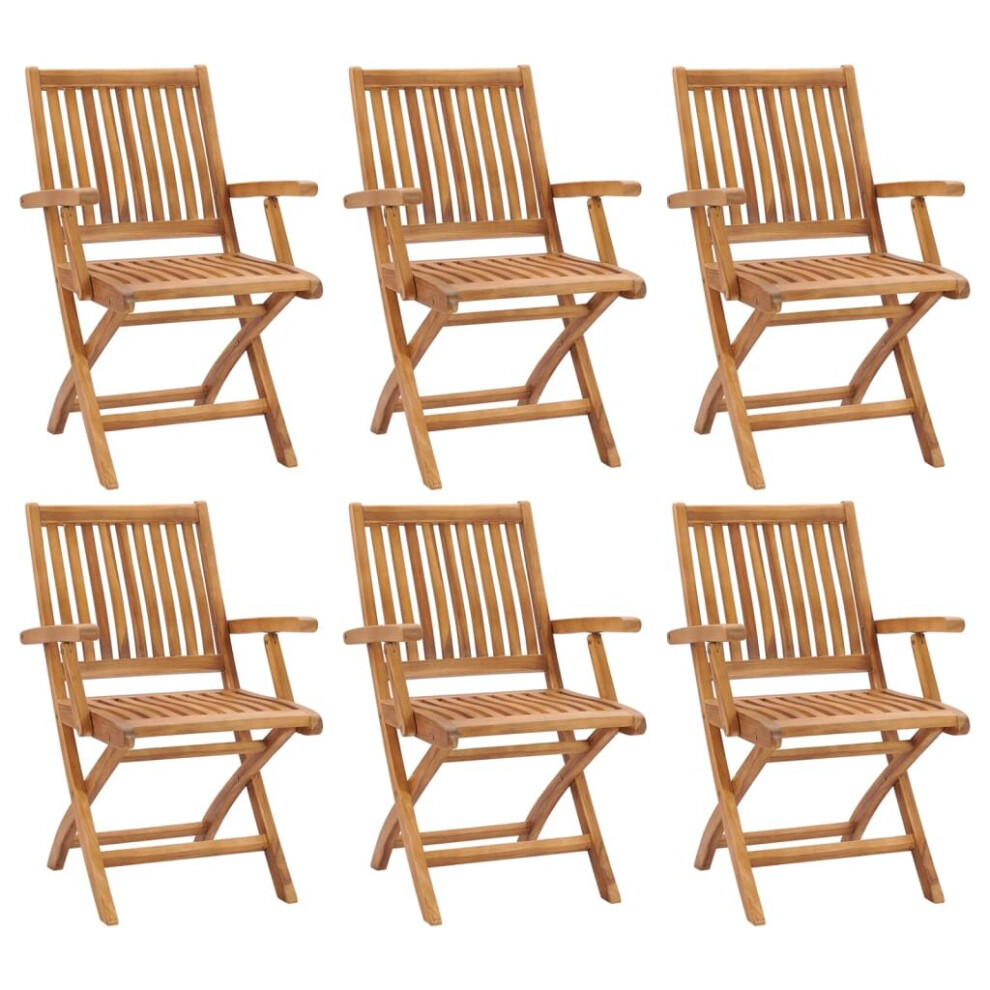 Vidaxl 6X Solid Teak Wood Folding Garden Chairs Furniture Outdoor Seating Brown
