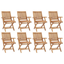 vidaXL 8x Solid Teak Wood Folding Garden Chairs Furniture Outdoor Seating