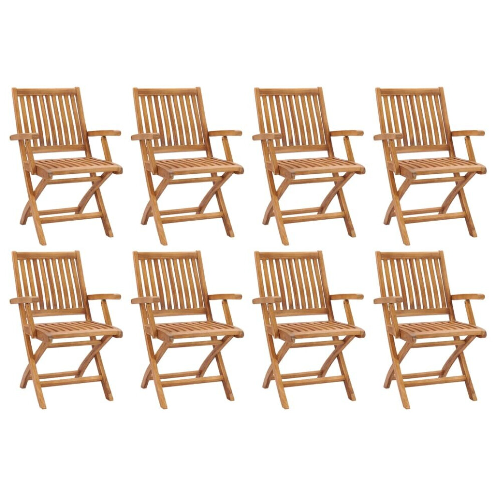 Vidaxl 8X Solid Teak Wood Folding Garden Chairs Furniture Outdoor Seating Brown