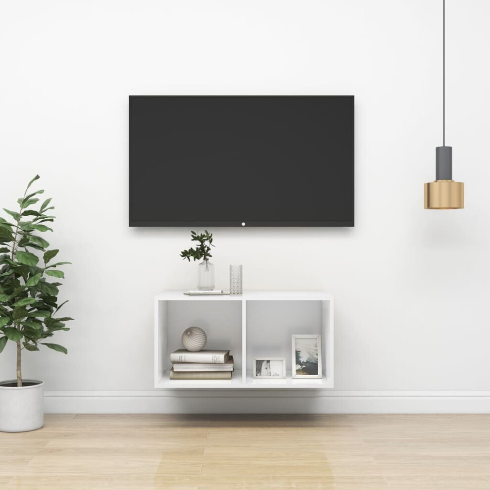 vidaXL Wall-mounted TV Cabinet White Engineered Wood Hifi Unit Plasma Cabinet