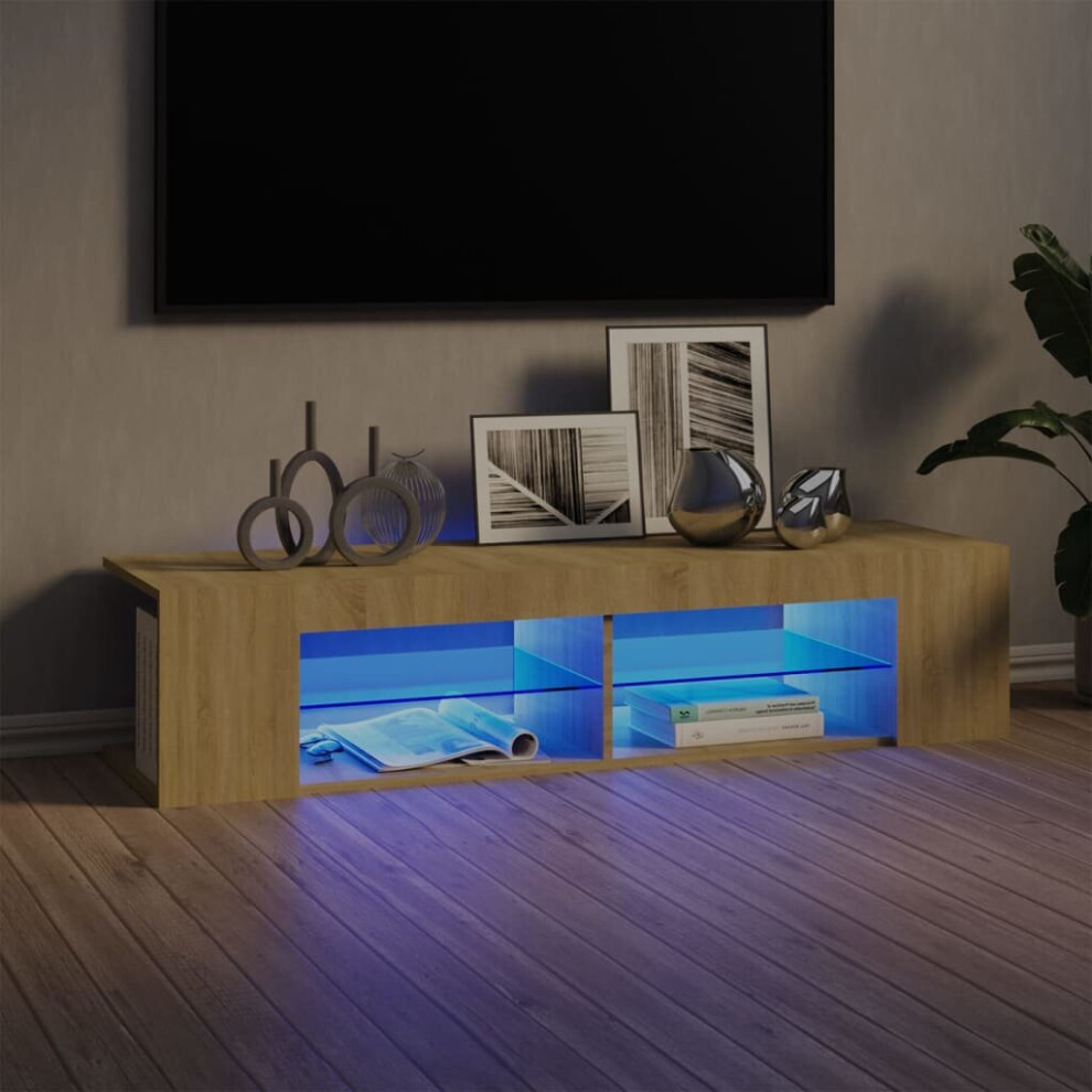 vidaXL TV Cabinet with LED Lights Sonoma Oak Hifi Stand TV Unit Hifi Cabinet