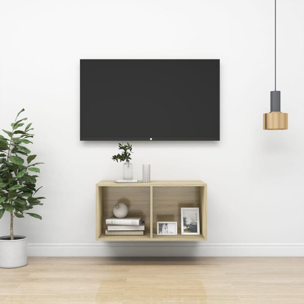 Vidaxl Wall-Mounted Tv Cabinet Sonoma Oak Engineered Wood Unit Plasma Cabinet