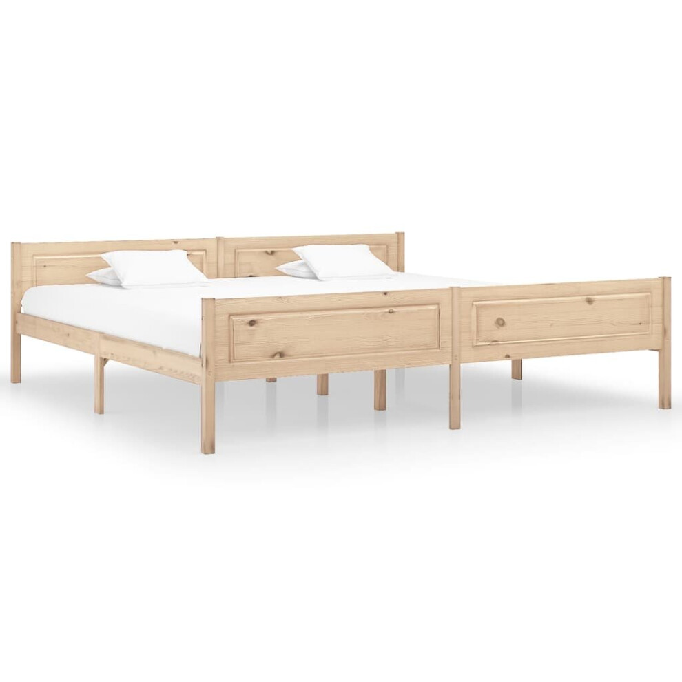 Vidaxl Solid Pinewood Bed Frame 200X200 Cm Bedroom Wooden Bed Base Bedstead