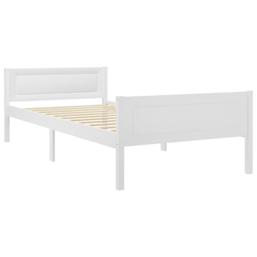 VidaXL vidaXL Solid Wood Pine Bed Frame White 90x200 cm Wooden Bedstead Bed Base 1