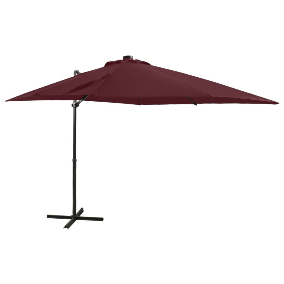 vidaXL Cantilever Umbrella with Pole and LED Lights Bordeaux Red 250 cm Canopy