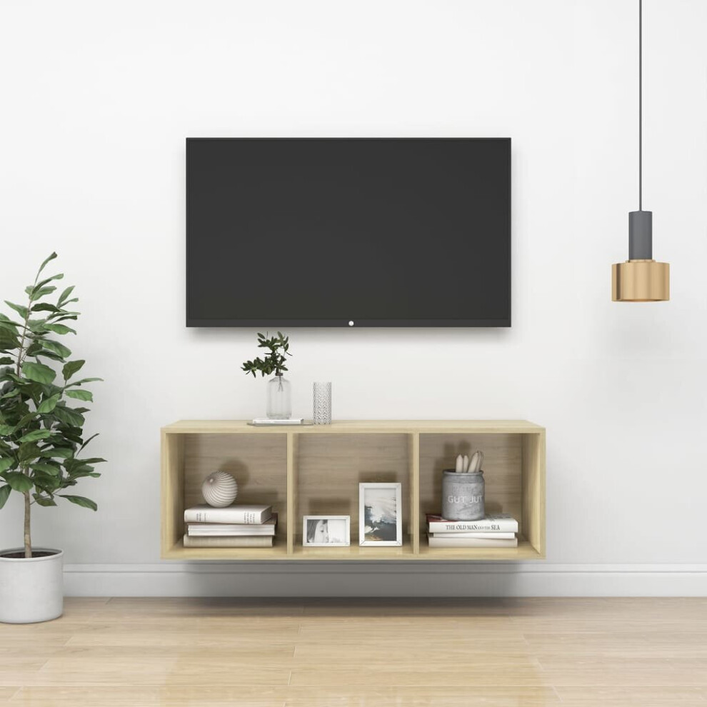 vidaXL Wall-mounted TV Cabinet Sonoma Oak 37x37x107 cm Chipboard Hifi Unit