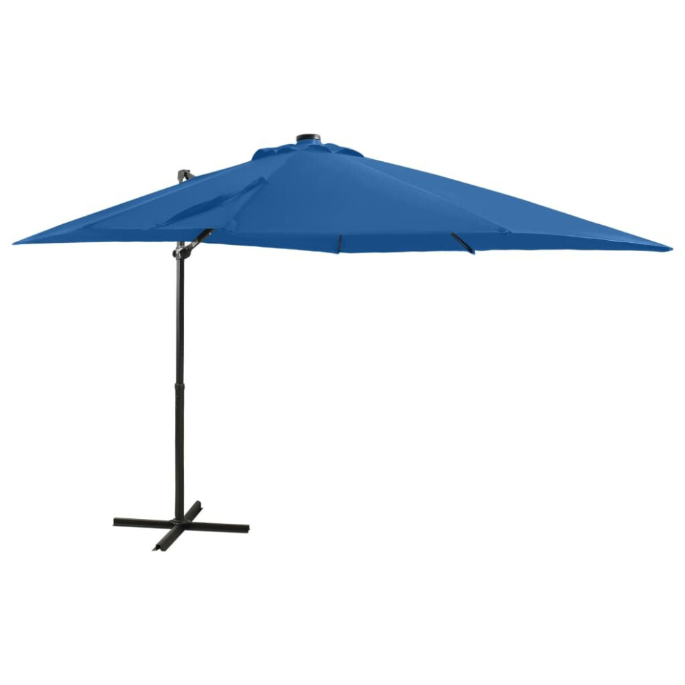 vidaXL Cantilever Umbrella with Pole and LED Lights Azure Blue 250 cm Sunshade