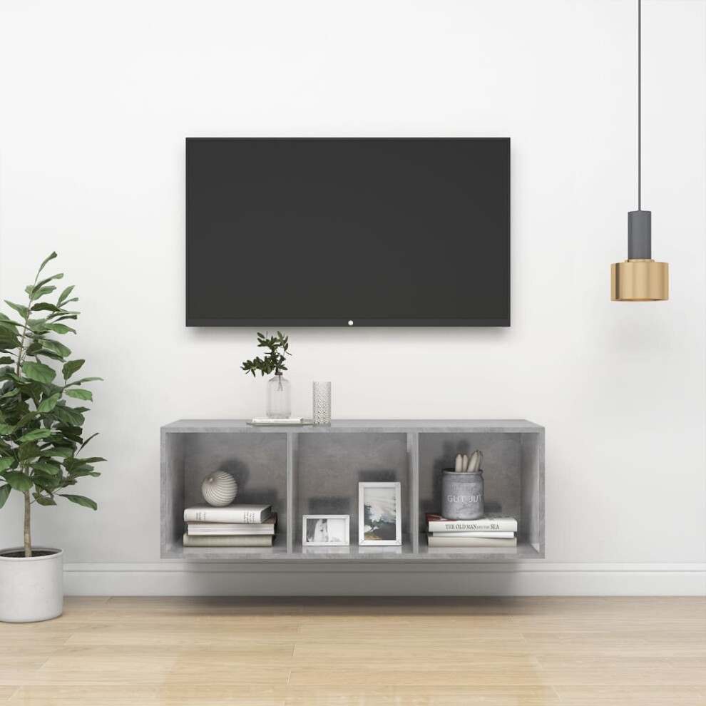vidaXL Wall-mounted TV Cabinet Concrete Grey Engineered Wood Hifi Unit Cabinet