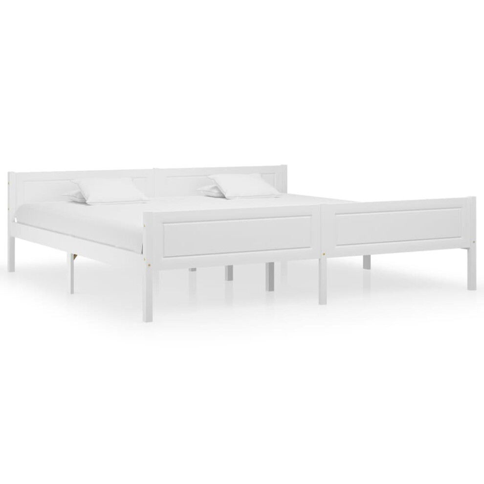 Vidaxl Solid Wood Pine Bed Frame White 200X200 Cm Wooden Bedstead Bed Base