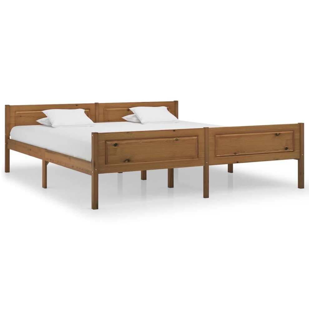 vidaXL Solid Pinewood Bed Frame 180x200 cm 6FT Super King Honey Brown Bedstead