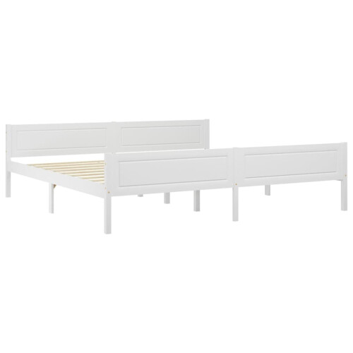 VidaXL vidaXL Solid Wood Pine Bed Frame White 200x200 cm Wooden Bedstead Bed Base 1