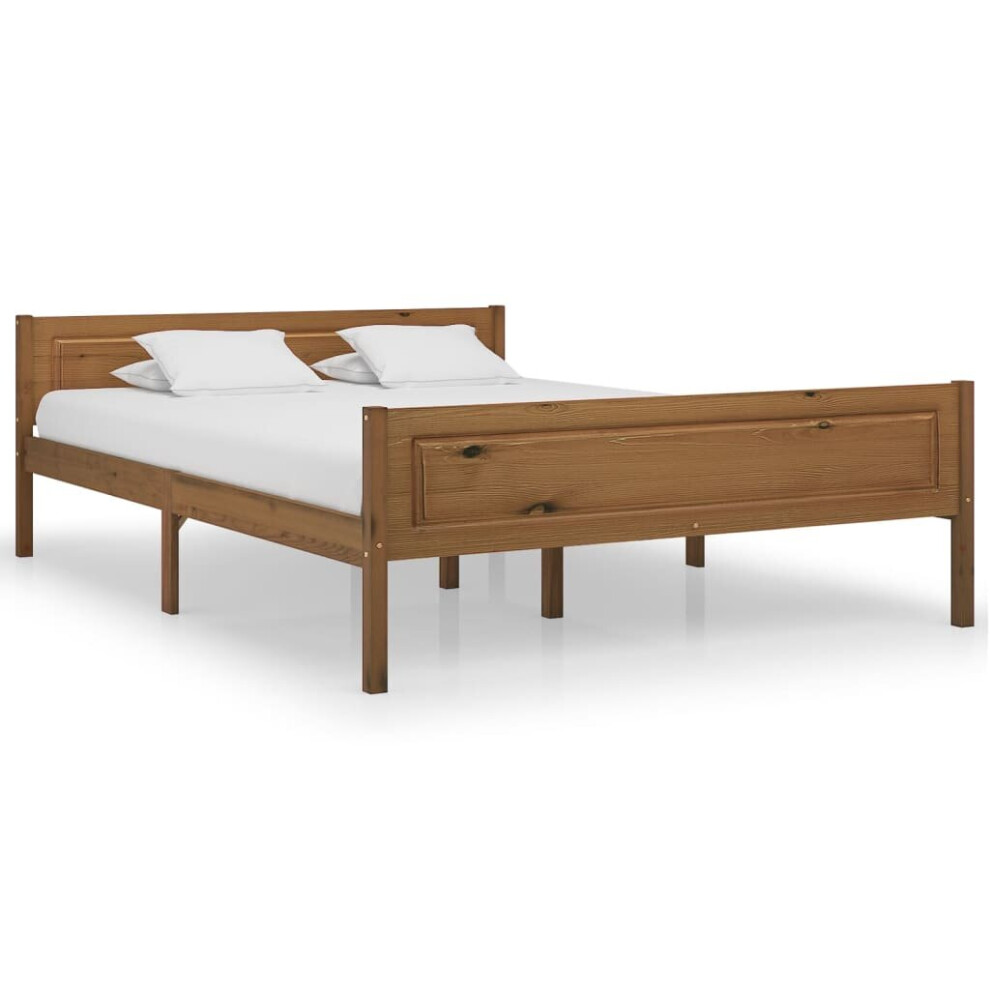 Vidaxl Solid Pinewood Bed Frame 120X200 Cm Honey Brown Wooden Base Bedstead