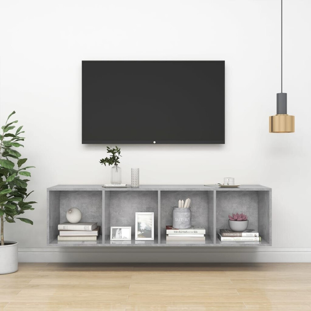 vidaXL Wall-mounted TV Cabinet Concrete Grey Engineered Wood Unit Cabinet