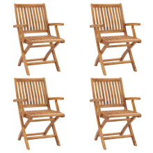 vidaXL 4x Solid Teak Wood Folding Garden Chairs Furniture Outdoor Seating