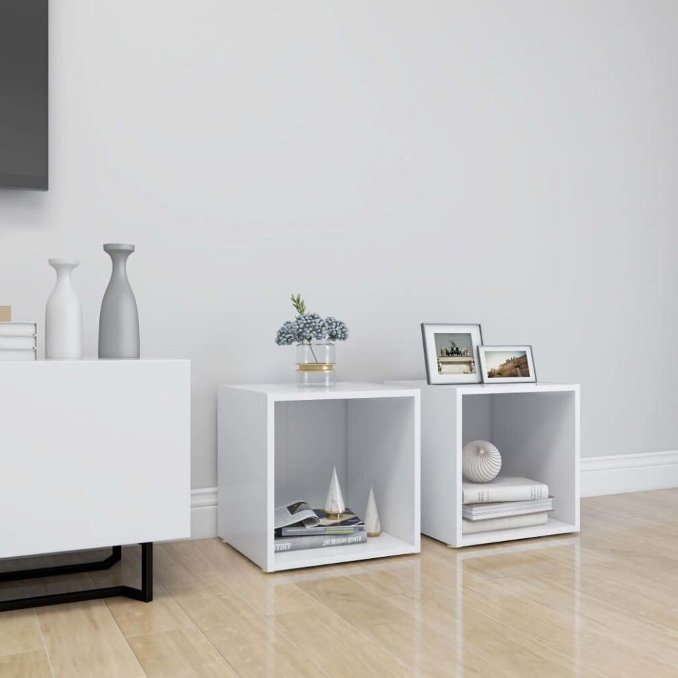 Vidaxl 2X Tv Cabinets White Engineered Wood Stereo Furniture Hifi Cabinet