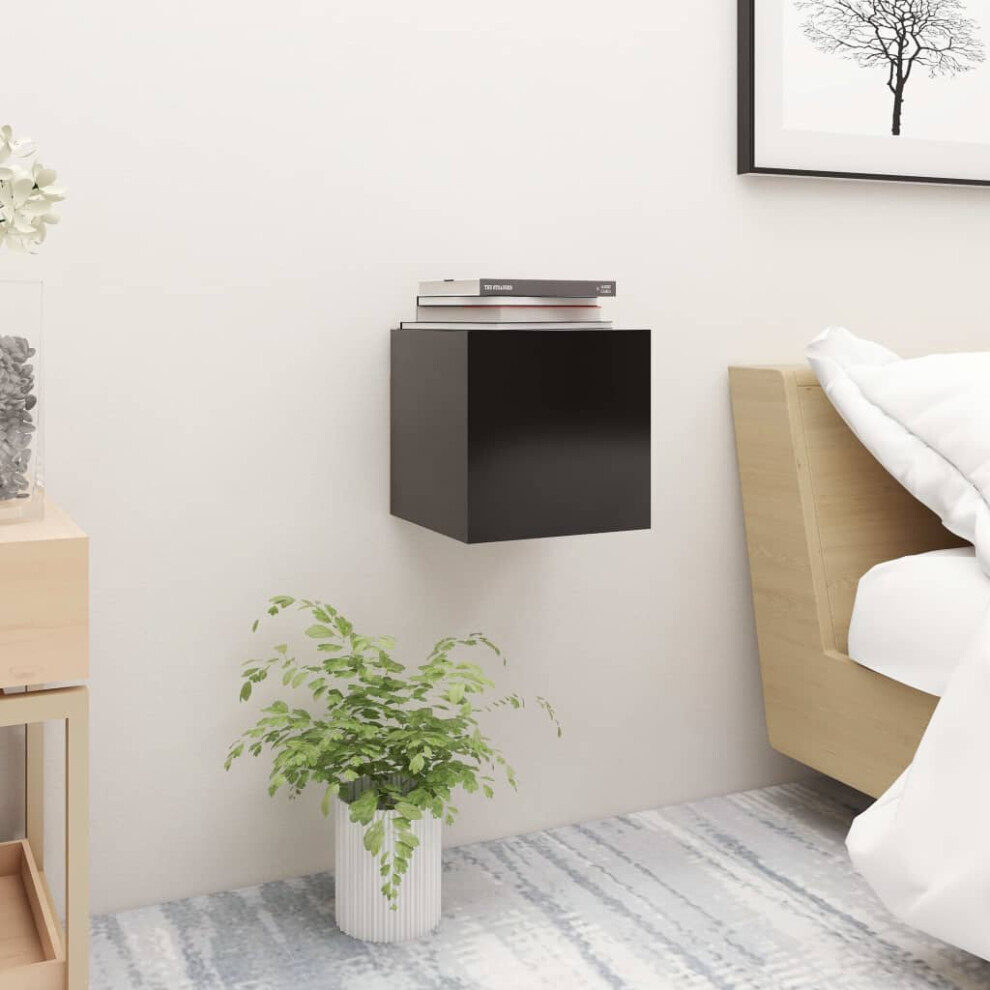 vidaXL Bedside Cabinet Black Engineered Wood Nightstand Side Table Bedroom