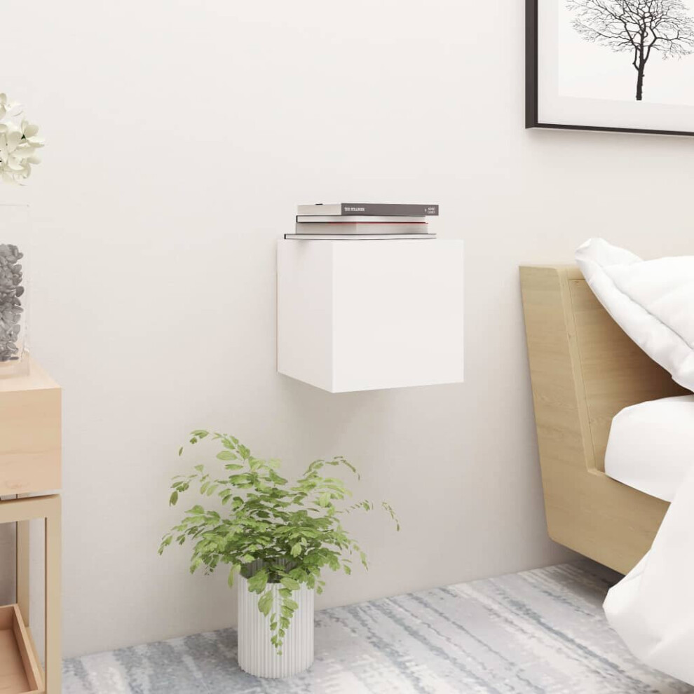 vidaXL Bedside Cabinet White Engineered Wood Nightstand Side Table Bedroom
