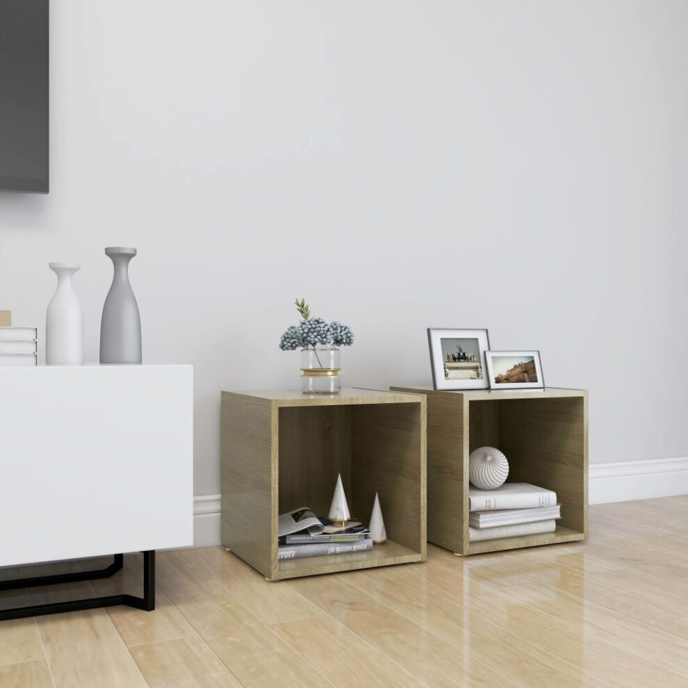 Vidaxl 2X Tv Cabinets Sonoma Oak Engineered Wood Stereo Furniture Cabinet