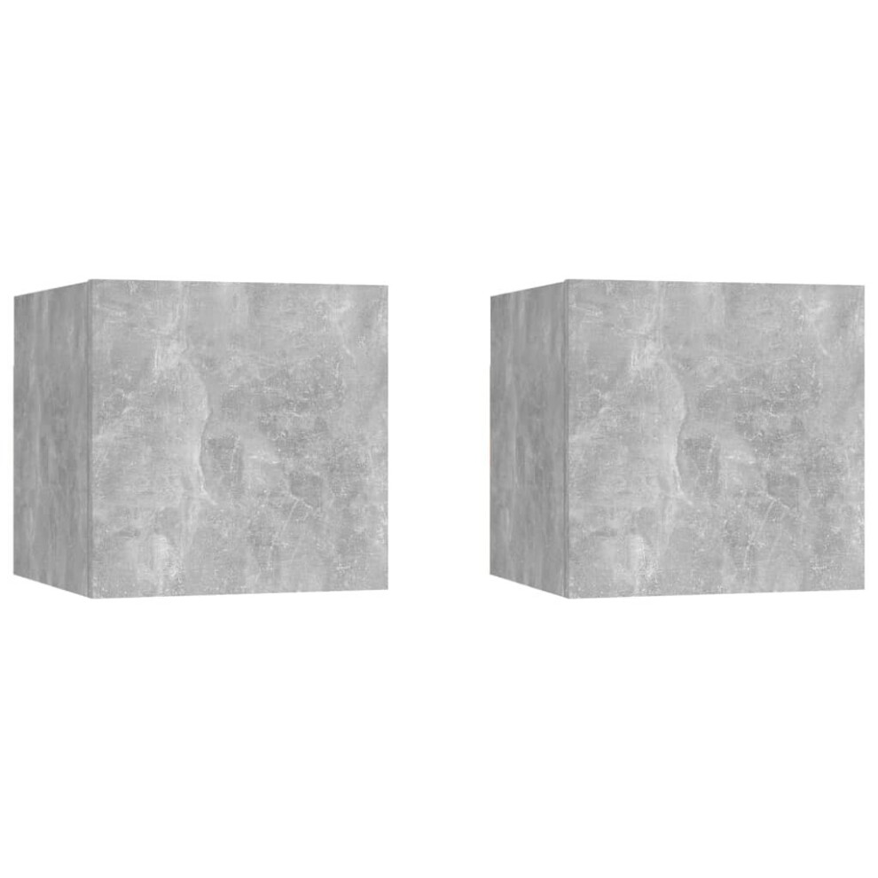 Vidaxl 2X Bedside Cabinets Concrete Grey Engineered Wood Nightstand Table